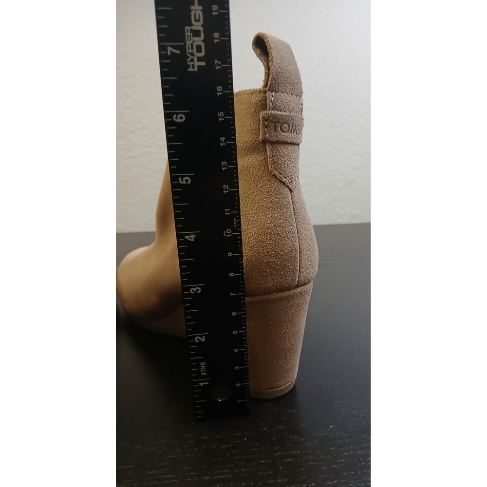 TOMS Leila Tan Suede Wedge Ankle Booties Womens 6.5 Pull On Round Toe Boots - Picture 9 of 13